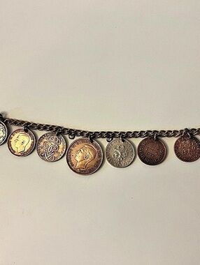 Vintage World Coin Charm Bracelet
